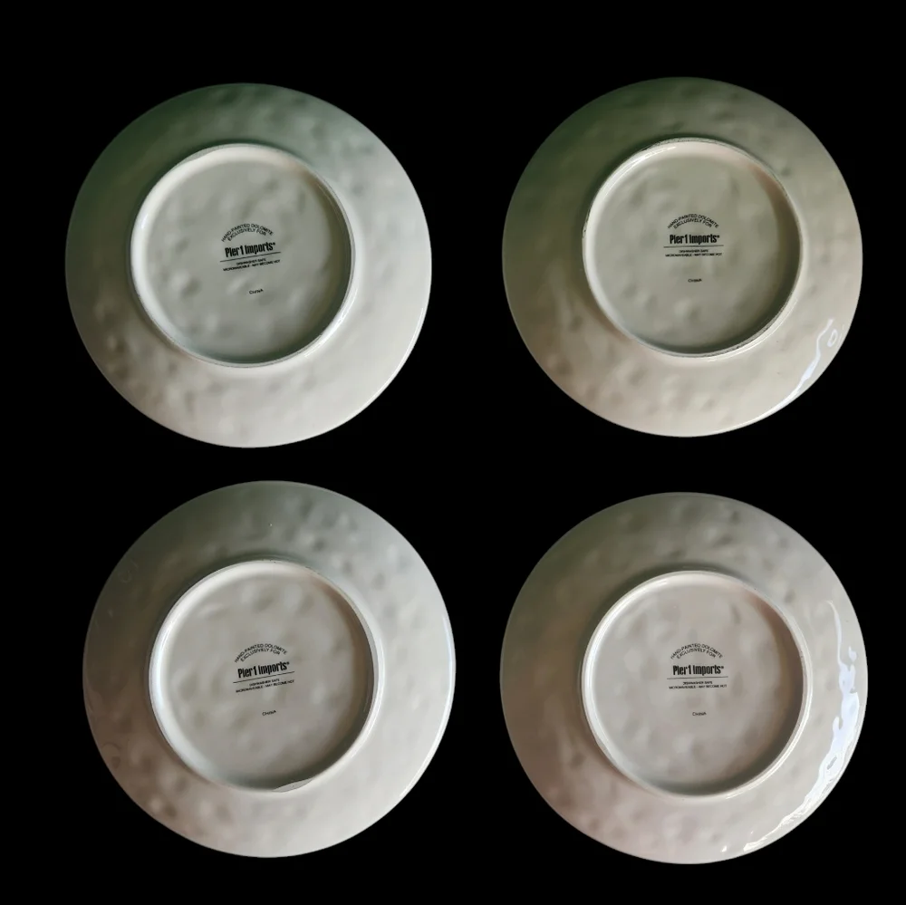 (4) Pier 1 Imports Sandpipers On Beach Christmas Plates Hand Painted Birds 8.5